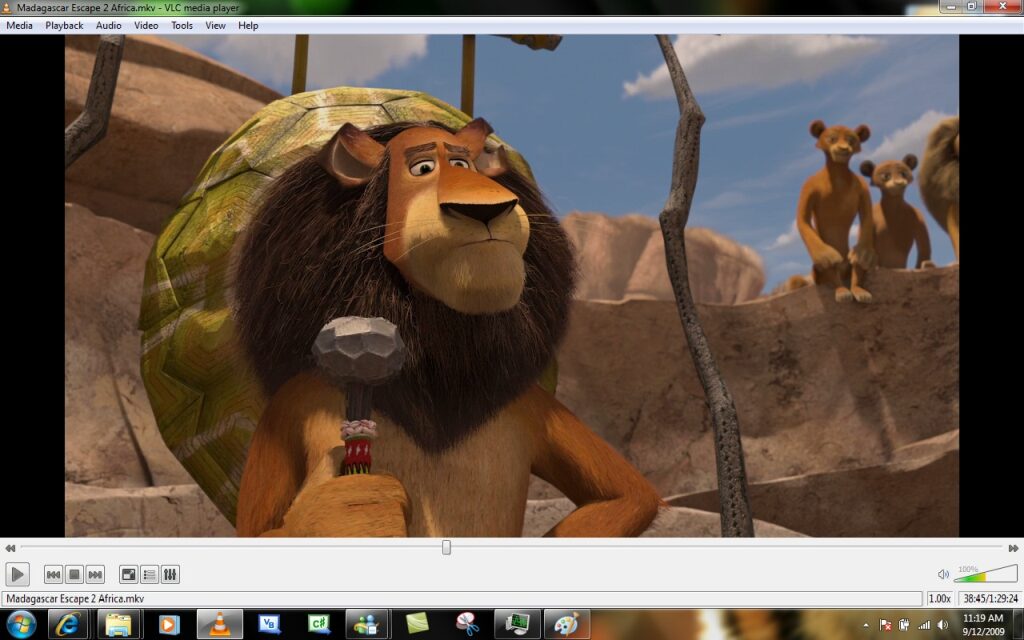 VLC Media Player с отворен филм