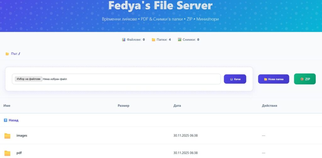 Fedya's File Server: Професионален файлов сървър за минути с Go